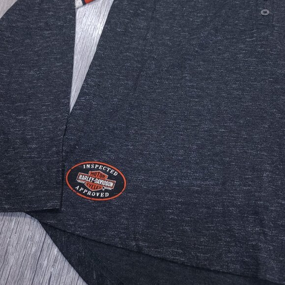 Harley Davidson Shirt Womens Medium Back Print Henley Long Sleeve Shop Top - Picture 3 of 7